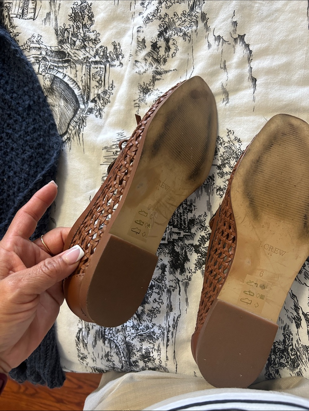 J. Crew Brown Woven synthetic Leather Loafers with Bow - Picture 5 of 9